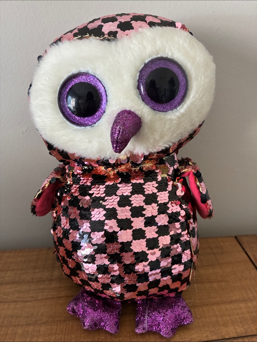 Ty Large 2019 Sequined Owl “Checks”
